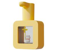 Distributeur automatique de savon pour enfants, distributeur automatique sans contact avec capteur, savon moussant Cartoon Smart pour la cuisine et la salle de bain (jaune - chat porte-bonheur)