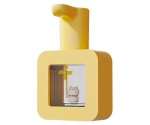Distributeur automatique de savon pour enfants, distributeur automatique sans contact avec capteur, savon moussant Cartoon Smart pour la cuisine et la salle de bain (jaune - chat porte-bonheur)