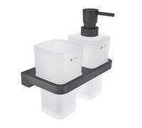 Distributeur avec gobelet pour brosses à dents Nimco Maya noir MAC 2905831H-T-90