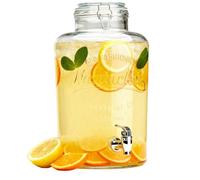 Distributeur Boisson avec Robinet 8,7 L - Fontaine à Eau et Cocktail - Bol à Punch - Jarre en Verre pour Limonades - Bonbonne, Bocal