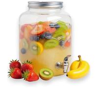 Distributeur Boisson avec Robinet 8 L - Fontaine à Eau et Cocktail - Bol à Punch - Jarre en Verre pour Limonades - Bonbonne - Bocal