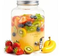 Distributeur Boisson avec Robinet 8 L - Fontaine à Eau et Cocktail - Bol à Punch - Jarre en Verre pour Limonades - Bonbonne - Bocal
