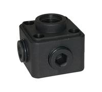 Distributeur d'air pour série « speedfit » - Plastique noir - 5 x G 1/2 IG - Avec 3 vis en plastique auto-étanches.
