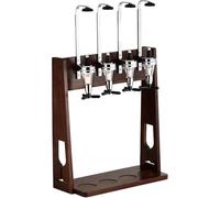 Distributeur d'alcool - Bec verseur autonome en bois pour 4 bouteilles de vin avec support à ressort pour la maison, le bar et le pub - Porte-bouteille idéal pour recevoir des boissons 25 ml