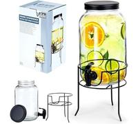 Distributeur de boisson en verre avec robinet et support noir - 3 l