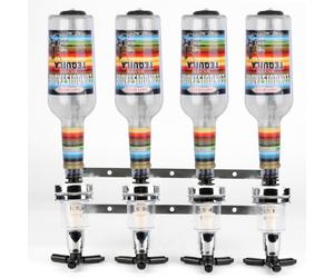 Distributeur de boisson mural (fontaine pour bouteilles de 0,7 à 1L, dosage shot 4cl, 4 bouteilles, changement rapide des têtes)