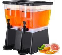 Distributeur de boissons, 11 L x 2 Distributeur de boissons pour fêtes, distributeur de jus de fruits en plastique avec couvercle de robinet à pied, distributeur d'eau pour thé glacé et limonade, pour