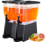 Distributeur de boissons 11 L x 2 - Distributeur de jus de fruits en plastique avec couvercle de robinet à pied - Distributeur d'eau pour thé glacé et limonade - idéal pour les fêtes, les restaurants
