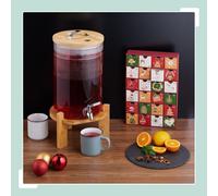 Distributeur de boissons avec robinet, support en bambou et thermomètre