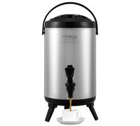 Distributeur de boissons chaudes et froides Distributeur de boissons 7,6 L, fontaine à eau chaude et froide en acier inoxydable Distributeur de boissons avec robinet & poignée pour café, eau, jus de f