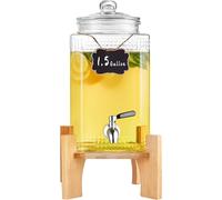Distributeur de boissons, distributeurs de boissons de 5,7 litres pour les fêtes, distributeur de jus en verre avec support, robinet en acier inoxydable, distributeur d'eau, de thé glacé, de limonade