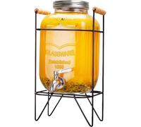 Distributeur de boissons en verre 4L avec couvercle & support d'étrier, pichet pour boissons glacées