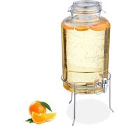 Relaxdays Distributeur de Boisson, avec Support et Robinet, 8 litres, pour Votre Limonade, Transparent