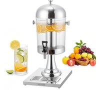 Distributeur de boissons VEVOR (1 x 8 L) pour les fêtes Distributeur de jus (en acier inoxydable + polycarbonate) avec robinet anti-gouttes et socle Distributeur d'eau pour les restaurants, les fêtes,