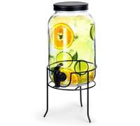 Distributeur de boissons - VILDE - 3,2 L - Verre épais - Support métal noir - Couvercle anti-insectes