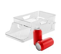 Distributeur de canettes de soda - Support empilable de 35 cm pour hôtel, restaurant, appartement garde-manger avec fonction de rangement pour réfrigérateur, organisateur de boissons pour usage