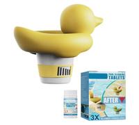 Distributeur de Chlore Flottant Canard pour Piscine, | Doseur Automatique avec Pastilles de Nettoyage Incluses, pour Piscine, Spa et Bain à Remous
