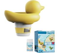 Distributeur de Chlore Flottant Canard pour Piscine, Doseur Automatique avec Pastilles de Nettoyage Incluses, pour Piscine, Spa et Bain à Remous