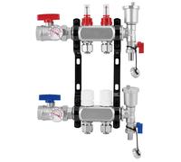 Distributeur de circuit de chauffage en acier inoxydable, pour 2 circuits, avec débitmètre