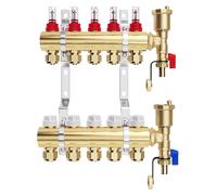 Distributeur de circuit de chauffage en laiton, pour 5 circuits de chauffage