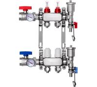 Distributeur de circuit de chauffage pour chauffage au sol - 2 circuits de chauffage - Indicateur de débit 5 L/min -de chauffage efficace - Technique de chauffage de haute qualité