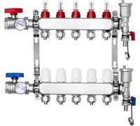 Distributeur de circuit de chauffage pour chauffage au sol - 5 circuits de chauffage - Indicateur de débit 5L/min - Distribution de chaleur efficace
