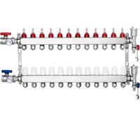 Distributeur de circuits de chauffage pour chauffage au sol - 12 circuits de chauffage - indicateur de débit 5 L/min - répartition efficace de la chaleur - pour un confort optimal