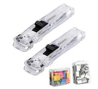 Distributeur de clip de en papier - Stationery Ergonomic avec 100 Clamps, 2 pièces Paper Fixing Binder Clip Stapler - Pour salles de classe Homes Study Rooms Meeting Rooms Teachers Student