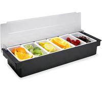 Distributeur de condiments en plastique 6 compartiments Noir