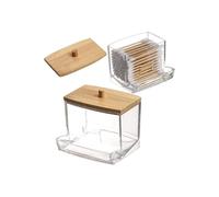 Distributeur de cotons-tiges en acrylique et bambou