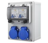 Distributeur de courant 230V - Boîtier de distribution électrique - Avec disjoncteur - Pour atelier, usine, chantier - Couleur : blanc