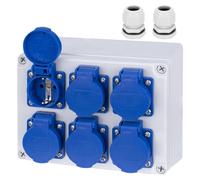 Distributeur de courant 6 prises x 230V, indice de protection IP67/IP54, portable, pour usage en construction et en extérieur