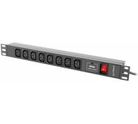 Distributeur de courant pour rack - Bloc de distribution PDU - Organisation pour serveur - 8 prises C13 - Hauteur 1U - Noir
