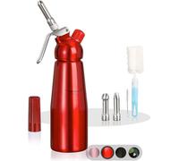 Distributeur de crème Famanu avec 3 buses en acier inoxydable + 2 brosses de nettoyage - distributeur de crème professionnel en aluminium (500 ml)