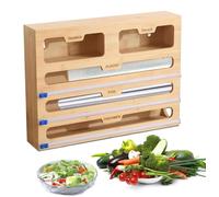 Distributeur de film étirable avec coupe-film et rouleau en bambou, pour film alimentaire de 40 cm de long - 5 fentes