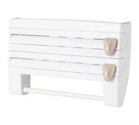 Distributeur de film étirable monté avec deux lames de coupe pour l'organisation de la cuisine, étagère de rangement en ABS, bleu gris (blanc)