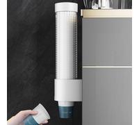 Distributeur de gobelets, porte-gobelets, distributeur de tasses mural anti-poussière automatique, distributeur de tasses avec couvercle anti-poussière (long blanc)