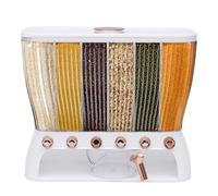 Distributeur de Grains 10kg - avec 6 Divisions - 6 in 1 Distributeur de Céréales pour Stockage de Riz, Grains - avec Tasse de