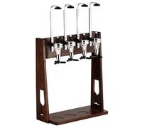 Distributeur de liqueur vertical en bois massif, étagère à l'envers pour 4 bouteilles avec tasse à mesurer en ABS de 25/35/45 ml pour maison, pub ou bar de cuisine
