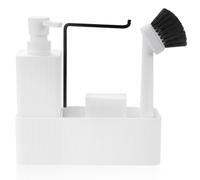 Distributeur de liquide vaisselle blanc pour la cuisine avec distributeur de savon, brosse à vaisselle, éponge, porte-torchon, ensemble de distributeurs de savon de cuisine, rangement compact pour lav