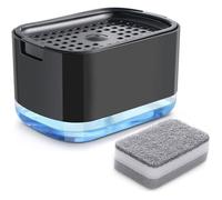 Distributeur de Liquide Vaisselle de Cuisine, Distributeur de Savon 2 en 1, Distributeur de Savon à Pompe avec Porte-éponge