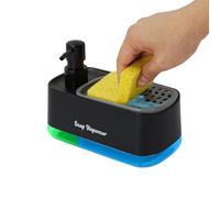Distributeur de liquide vaisselle pour évier de cuisine, porte-éponge et savon noir, savon pour les mains et détergent peuvent être rechargés, convient