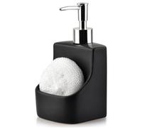 Distributeur de liquide vaisselle - Vilde - avec Éponge - 9,5 x 9,5 x 19 cm - Noir
