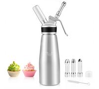 Distributeur de mousse de 500 ml, en aluminium, argenté, avec 3 buses et une brosse