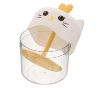 Distributeur de Mousse Visage Chat Cartoon Transparent, Jaune | Plastique, Format 11x7,5x7,5cm, Usage Quotidien et Voyage, Visibilité Claire