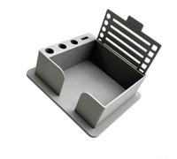 Distributeur de notes cube en plastique pour listes de choses à faire et cartes flash - Rangement de bureau peu encombrant pour bureau et maison - Petite boîte 11,4 x 10,4 x 4 cm (gris)
