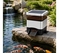 Distributeur de nourriture à énergie solaire pour poissons, capacité de 4 L, minuterie réglable, mangeoire résistante à l'humidité pour étang et aquarium à koï, utilisation en extérieur