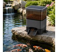 Distributeur de nourriture à énergie solaire pour poissons, capacité de 4 L, minuterie réglable, mangeoire extérieure résistante à l'humidité pour étangs et réservoirs à carpes koï