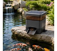 Distributeur de nourriture à énergie solaire pour poissons, capacité de 4 L, minuterie réglable, mangeoire résistante à l'humidité pour étang et aquarium à koï, utilisation en extérieur