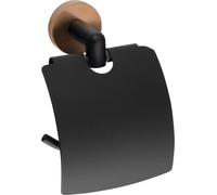 Distributeur de papier toilette LARISSA avec couvercle, noir/cuivre mat